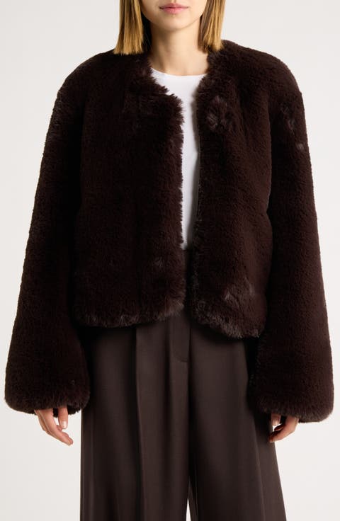 Faux Fur V-Neck Jacket