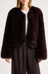 Theory Faux Fur V-Neck Jacket