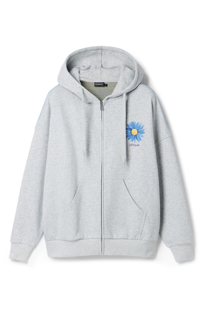 Desigual Flowa Front Zip Graphic Hoodie, Alternate, color,
