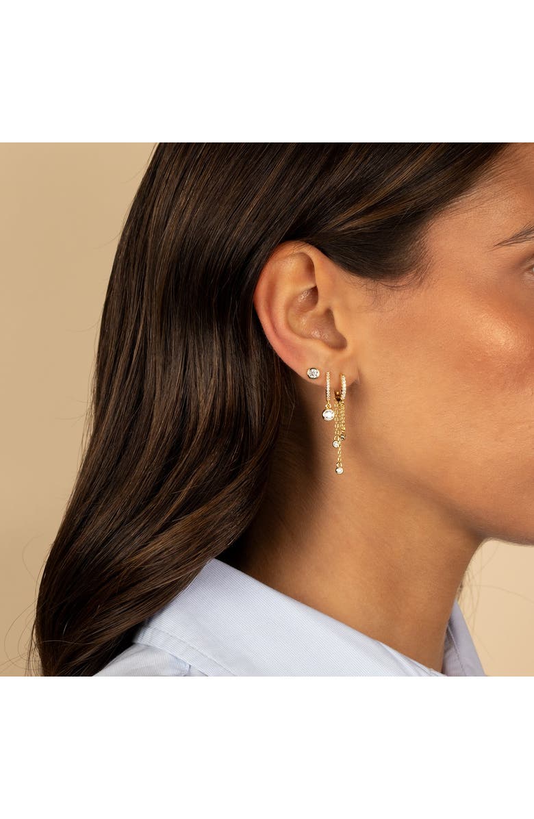 BY ADINA EDEN CZ Bezel Dangling Huggie Earring, Alternate, color, 