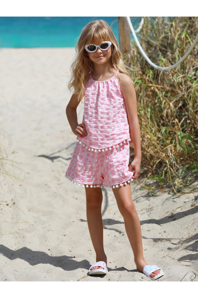 Sunny Daze Pom-Pom Tank and Short Set, Alternate, color, Pink