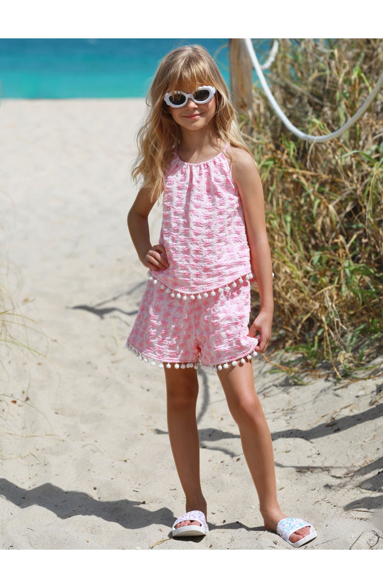 Mia Belle Girls Sunny Daze Pom-Pom Tank and Short Set, Alternate, color, Pink