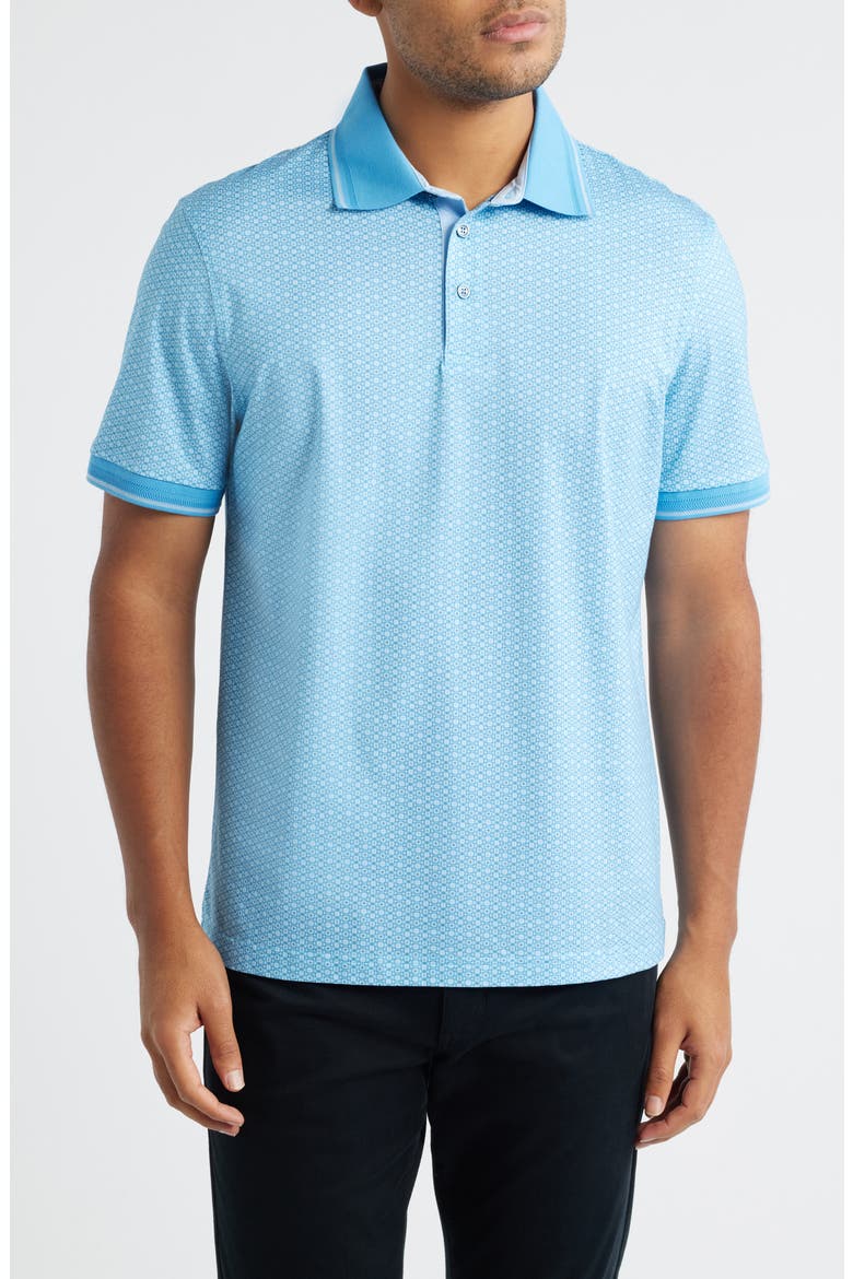 Vance OoohCotton® Geo Print Polo, Main, color, AZURE