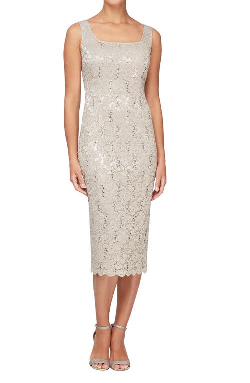 Slny Lace Sequin Detail Dress & Jacket 2-piece Set In Cha