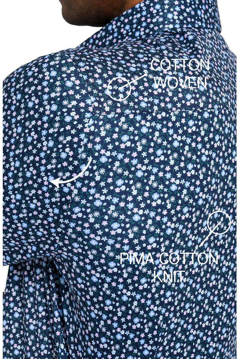 Slim Fit Floral Stem Reworked Button-Up Shirt, Alternate, color, NAVY