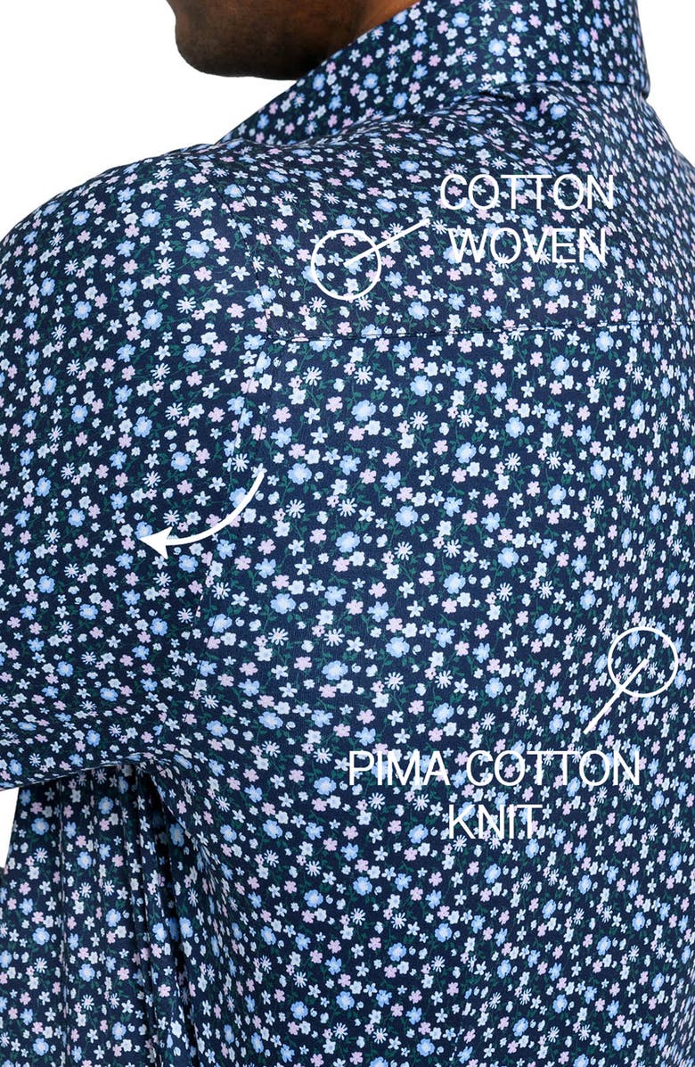 W.R.K Slim Fit Floral Stem Reworked Button-Up Shirt, Alternate, color, Navy