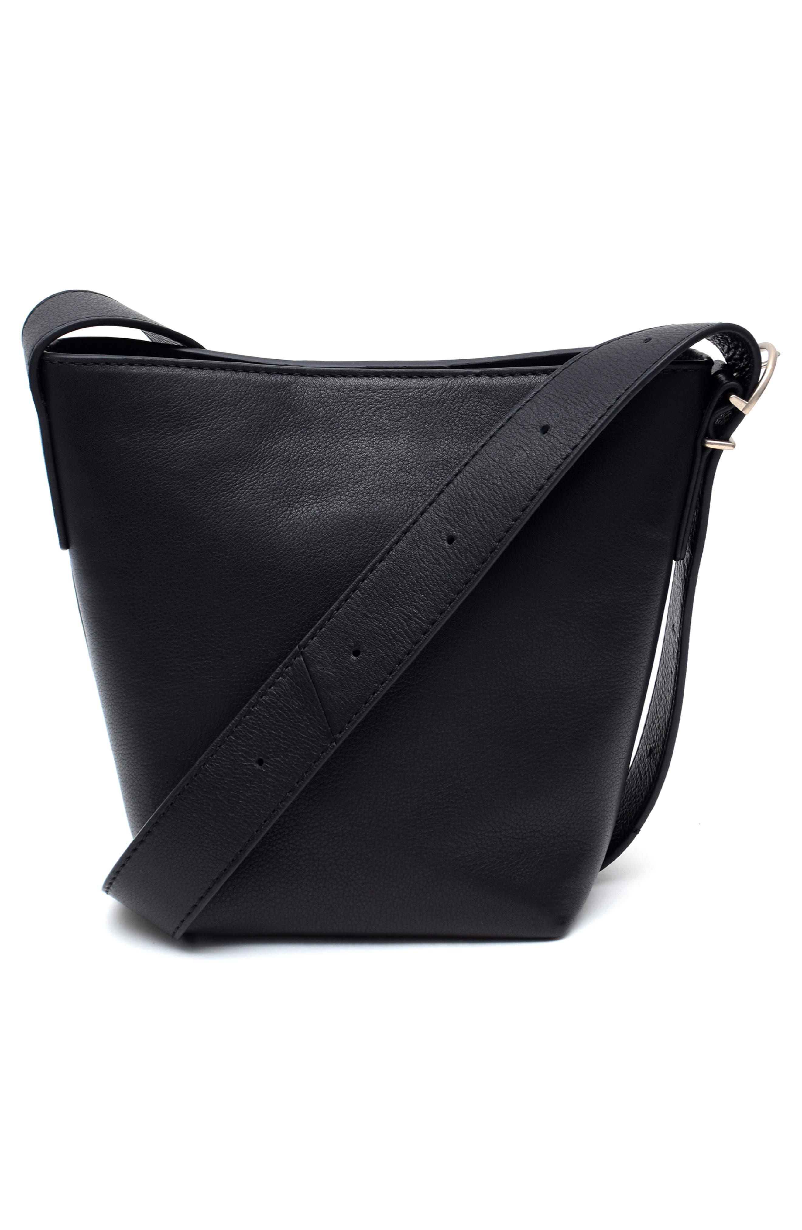 Jayden Leather Bucket Bag, Alternate, color, BLACK