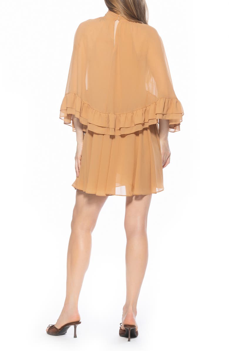 Alexia Admor Vespera Cape Sleeve Chiffon Trapeze Minidress, Alternate, color, Sand