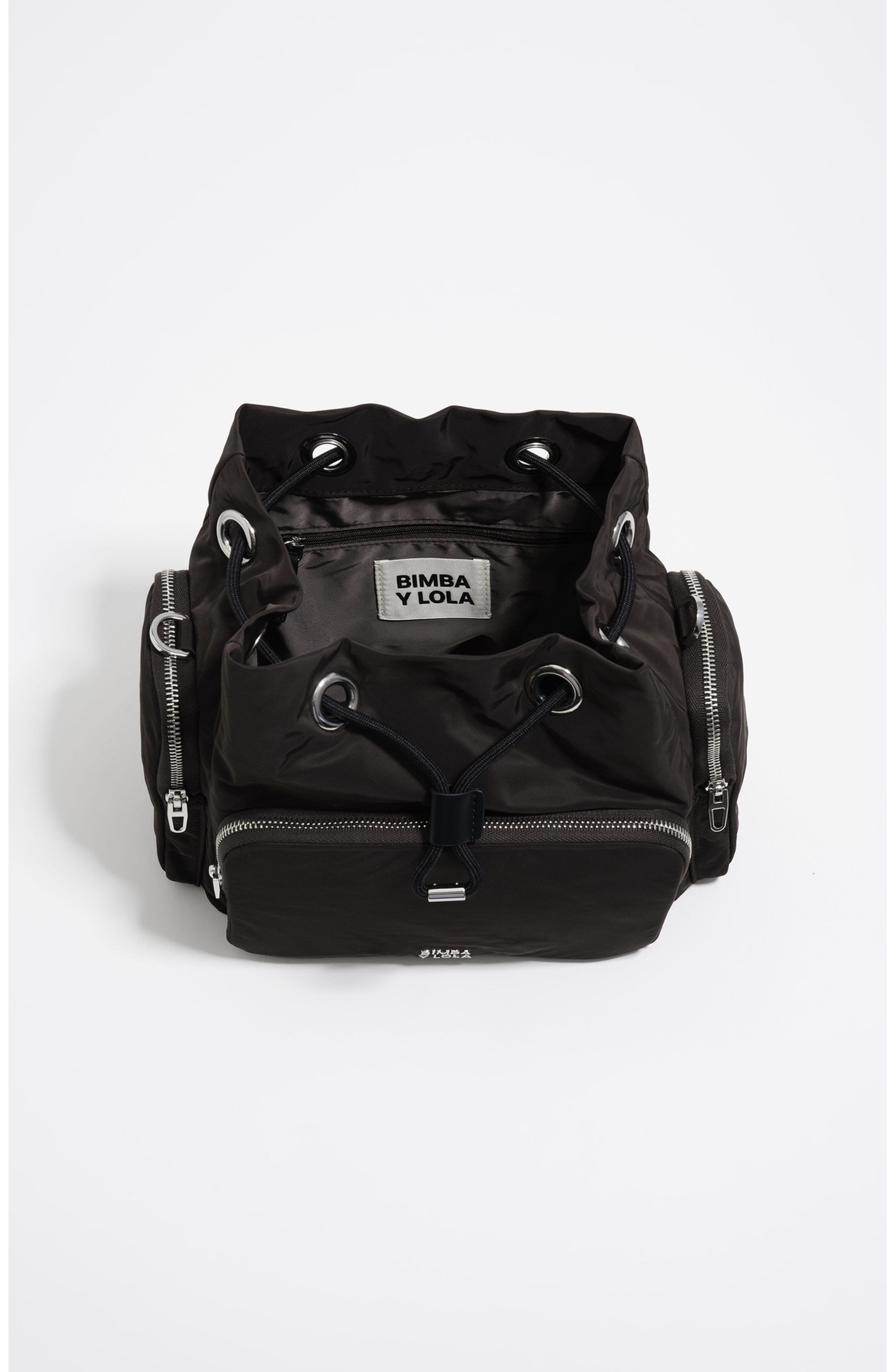 Bimba y Lola Nylon Pocket Bucket Bag, Alternate, color, Charcoal