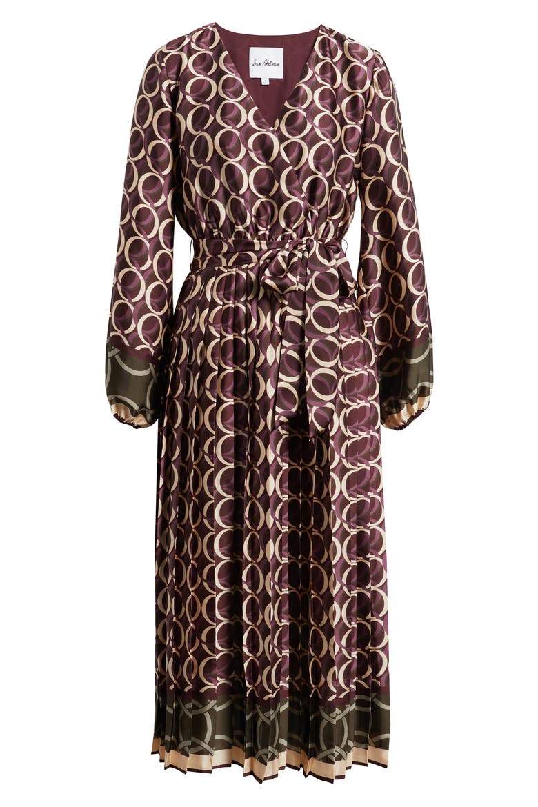 Geo Print Long Sleeve Dress, Alternate, color, GEOMETRIC WINE