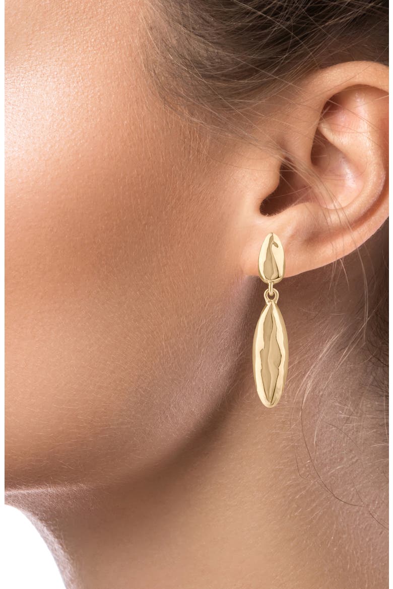 Softly Hammered Linear Drop Earrings, Alternate, color, GOLD