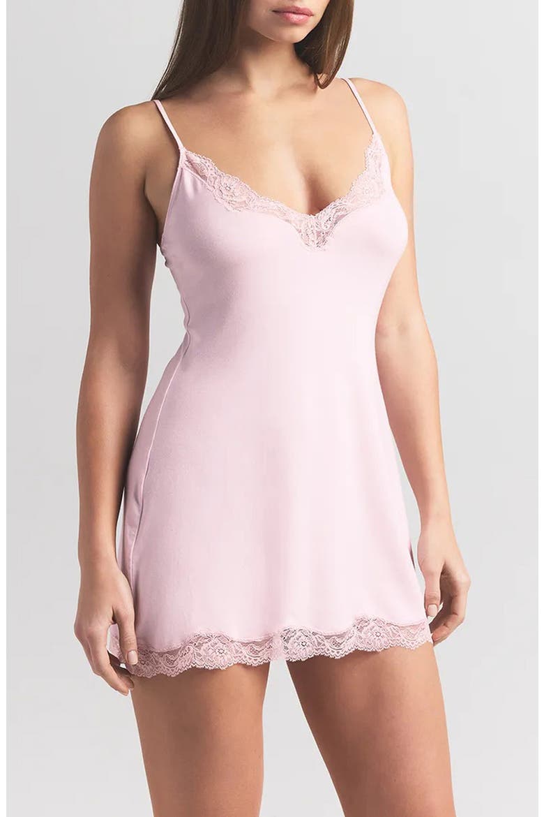 Lace Trim Minidress Nightgown, Main, color, BLOOM