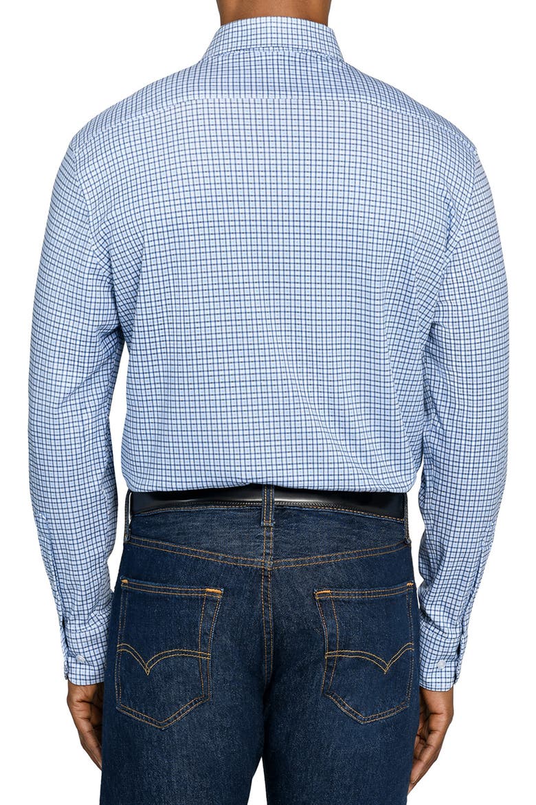 Plaid Print Knit Long Sleeve Basic, Alternate, color, WHITE/BLUE