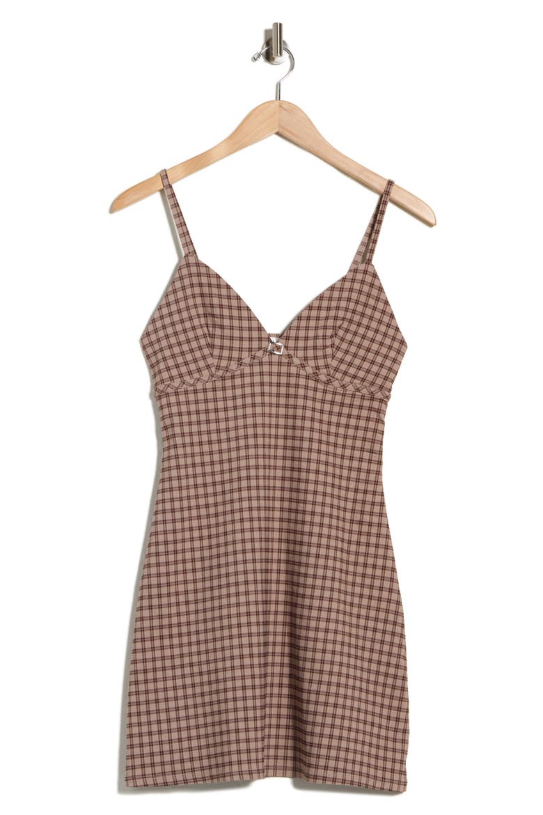 Plaid Cami A-Line Minidress, Alternate, color, TAUPE BROWN
