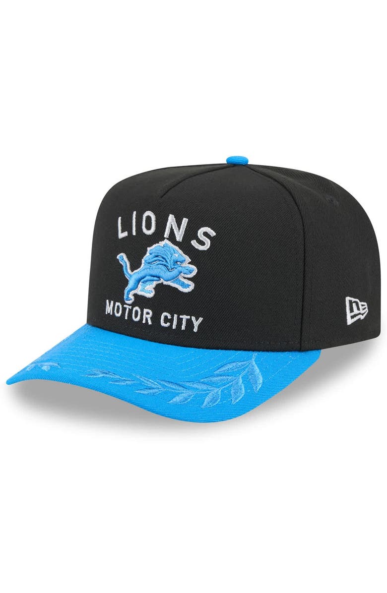 New Era Men's New Era Black/Blue Detroit Lions 2025 NFL Draft A-Frame 9FIFTY Snapback Hat, Main, color,