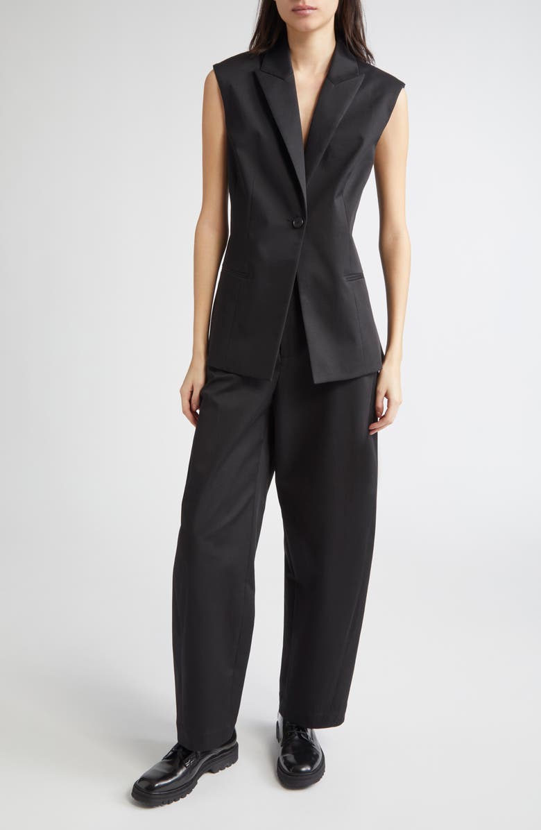 PARTOW Chiara Sleeveless Stretch Cotton Blazer, Alternate, color, Black