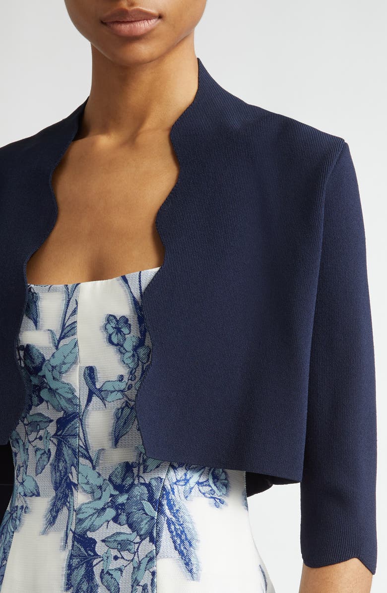 Lela Rose Scallop Trim Bolero, Alternate, color, Navy