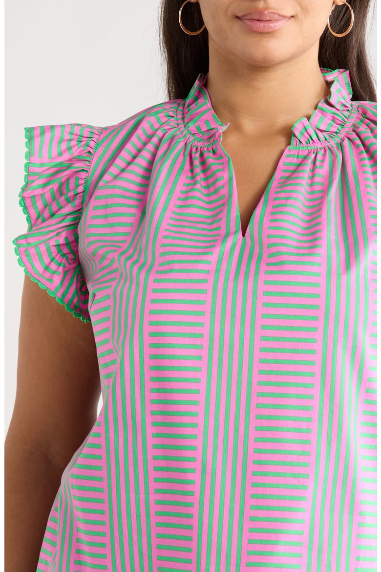 Valda Stripe Ruffle Top, Alternate, color, PINK-GRN-MUL