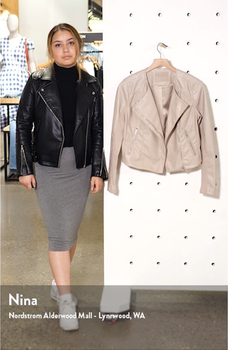 Record Breaker Collarless Faux Leather Moto Jacket, sales video thumbnail