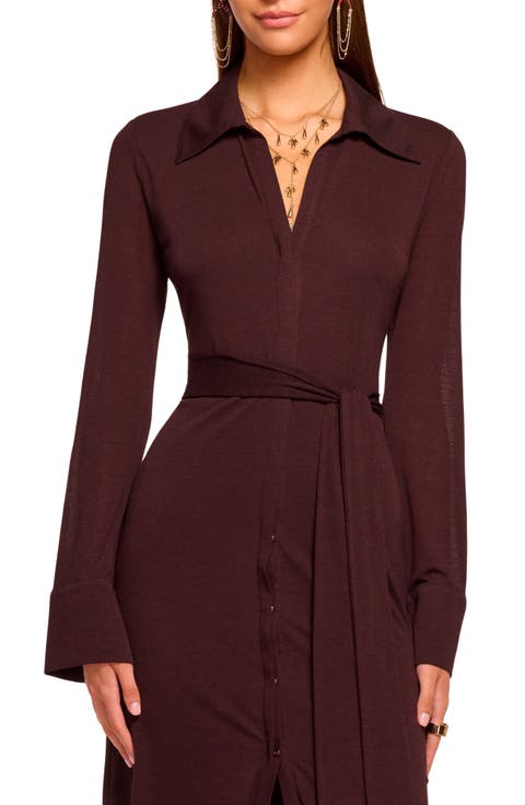 Lydia Long Sleeve Tie Belt Shirtdress