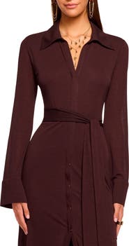 Ramy Brook Lydia Long Sleeve Tie Belt Shirtdress