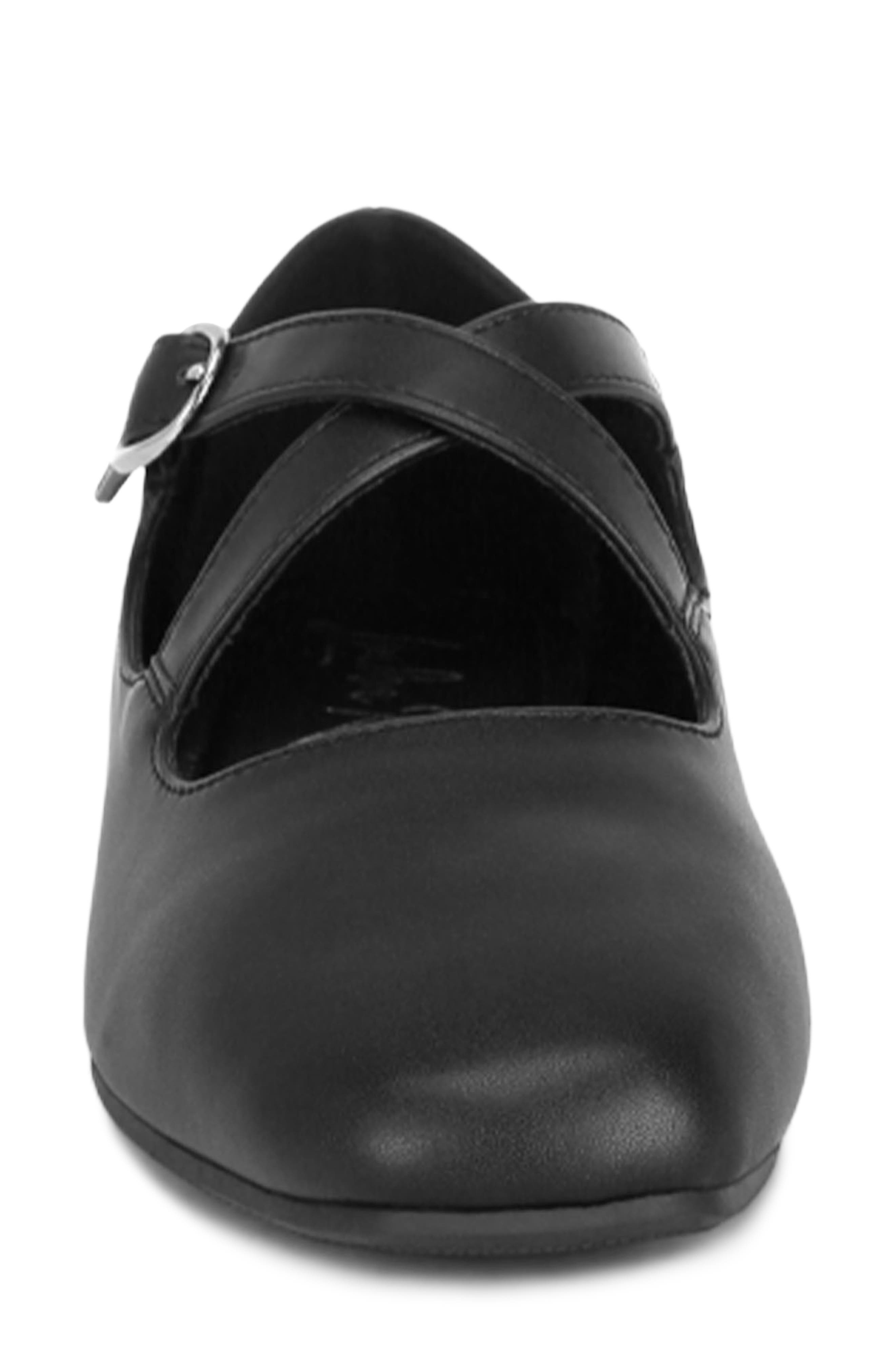 Vonily Leather Mary Jane Flat, Alternate, color, BLACK