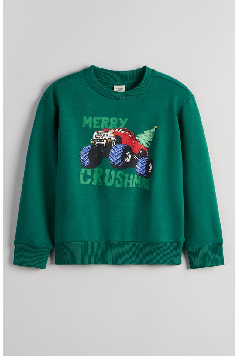 Kids' Graphic Sweatshirt, Main, color, GREEN ALPINE MERRY CRUSHMAS