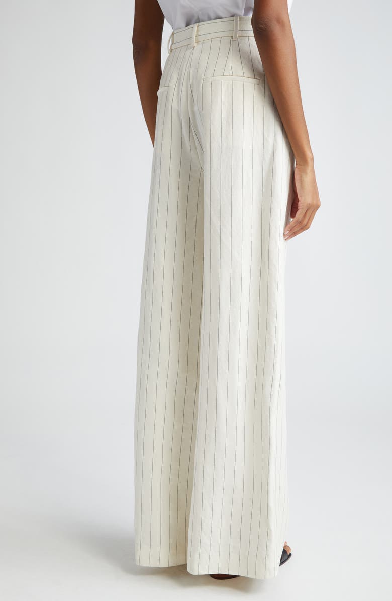 Max Mara Giuliva Pinstripe High Waist Linen & Cotton Wide Leg Trousers, Alternate, color, 