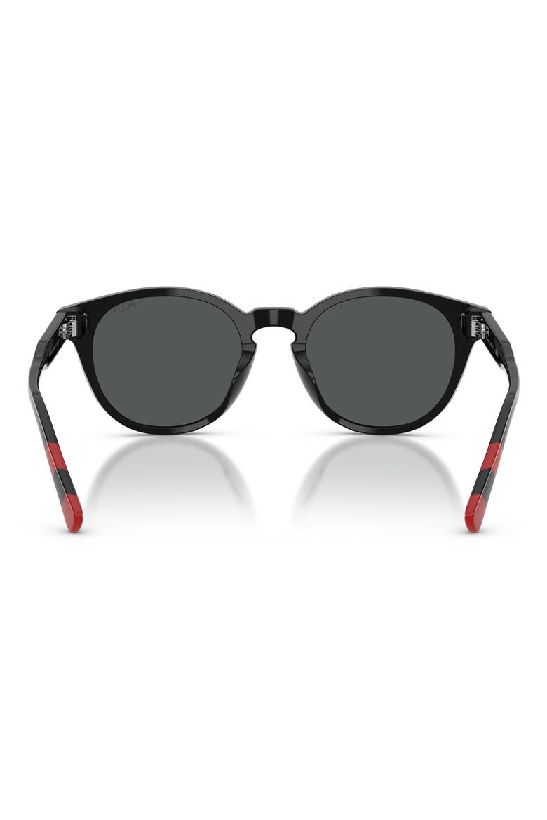 52mm Round Sunglasses, Alternate, color, SHINY BLACK / DARK GREY