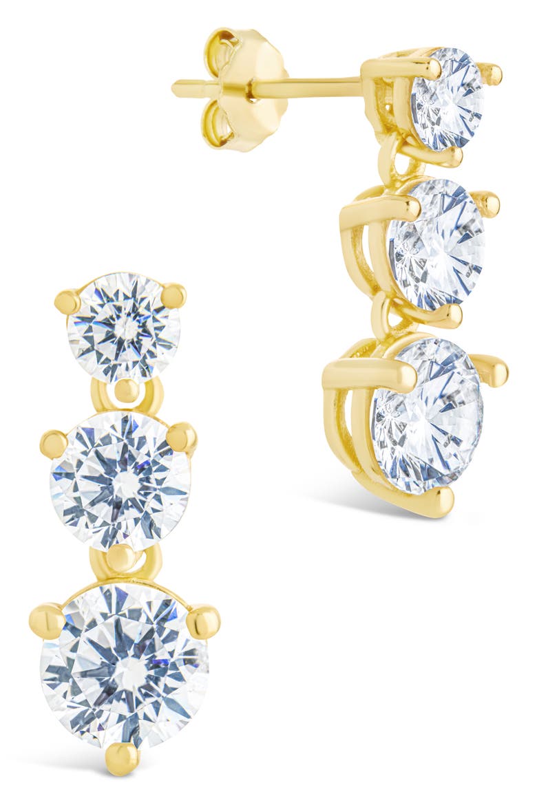 Brilliant Cubic Zirconia Drop Earrings, Main, color, GOLD