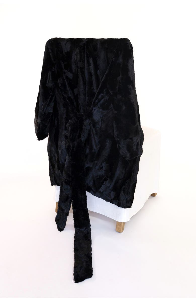 Sea To Me Blankets Ojai Retreat Faux Fur Robe with Silky Lining, Alternate, color, Black