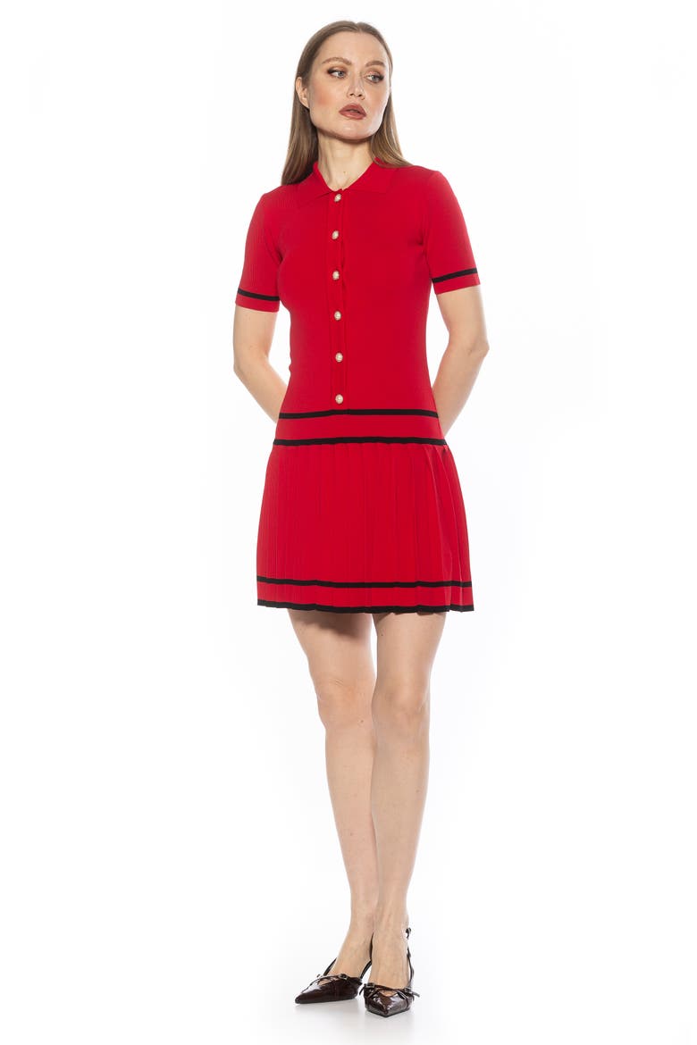 Lucinda Short Sleeve Dress, Alternate, color, RED