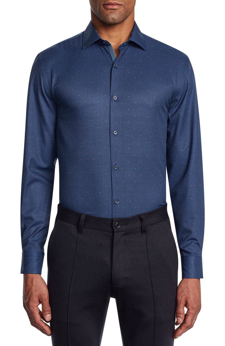 W.R.K Trim Fit Stretch Check Performance Dress Shirt, Main, color,