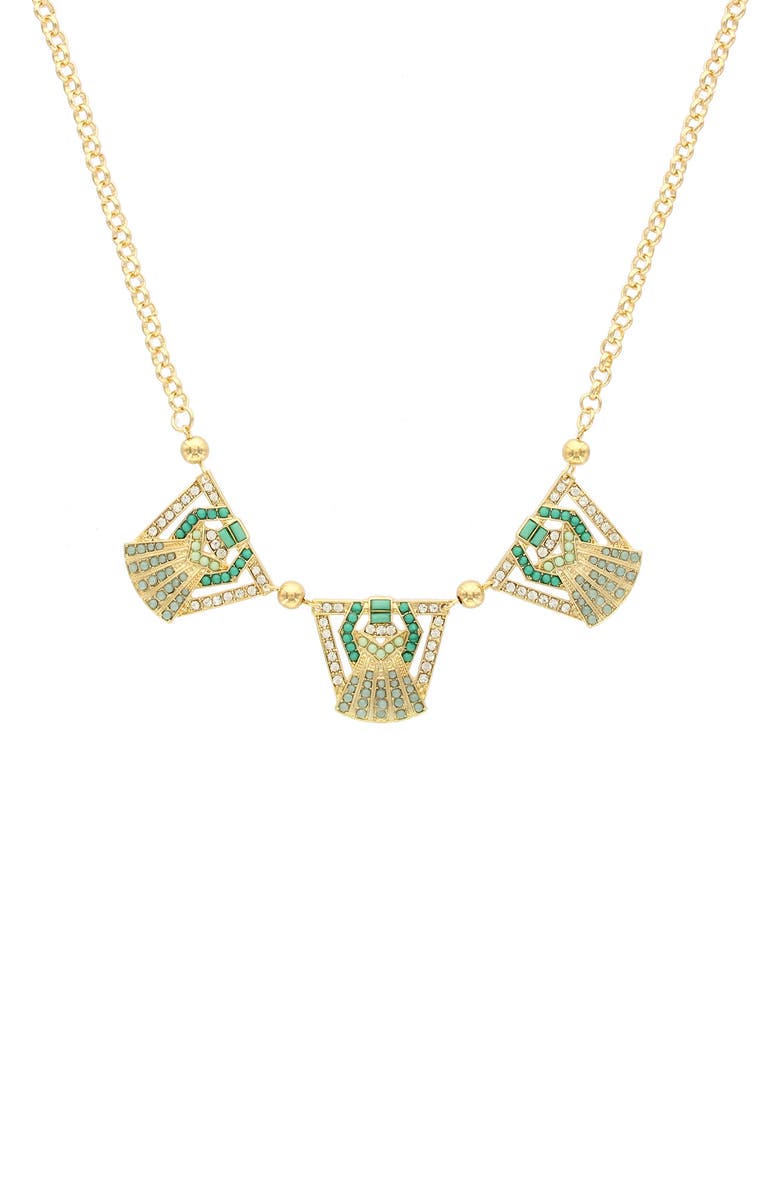 OLIVIA WELLES Deco Detail Necklace, Main, color, Gold / Turquoise