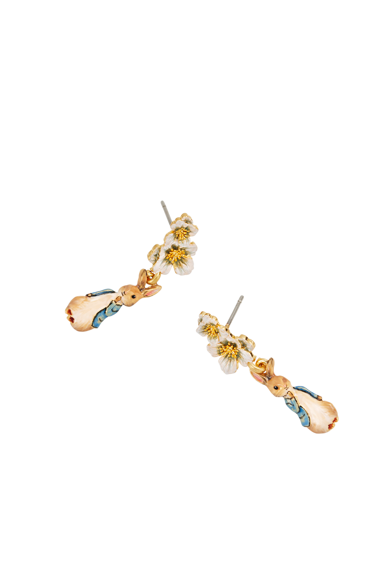 x Peter Rabbit Floral Drop Earrings, Alternate, color, Gold