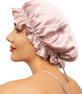 SILKSILKY Pure Silk Double Layer Bonnet with Ribbon