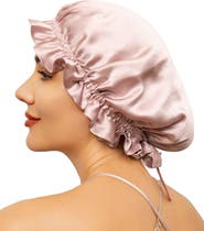 SILKSILKY Pure Silk Double Layer Bonnet with Ribbon