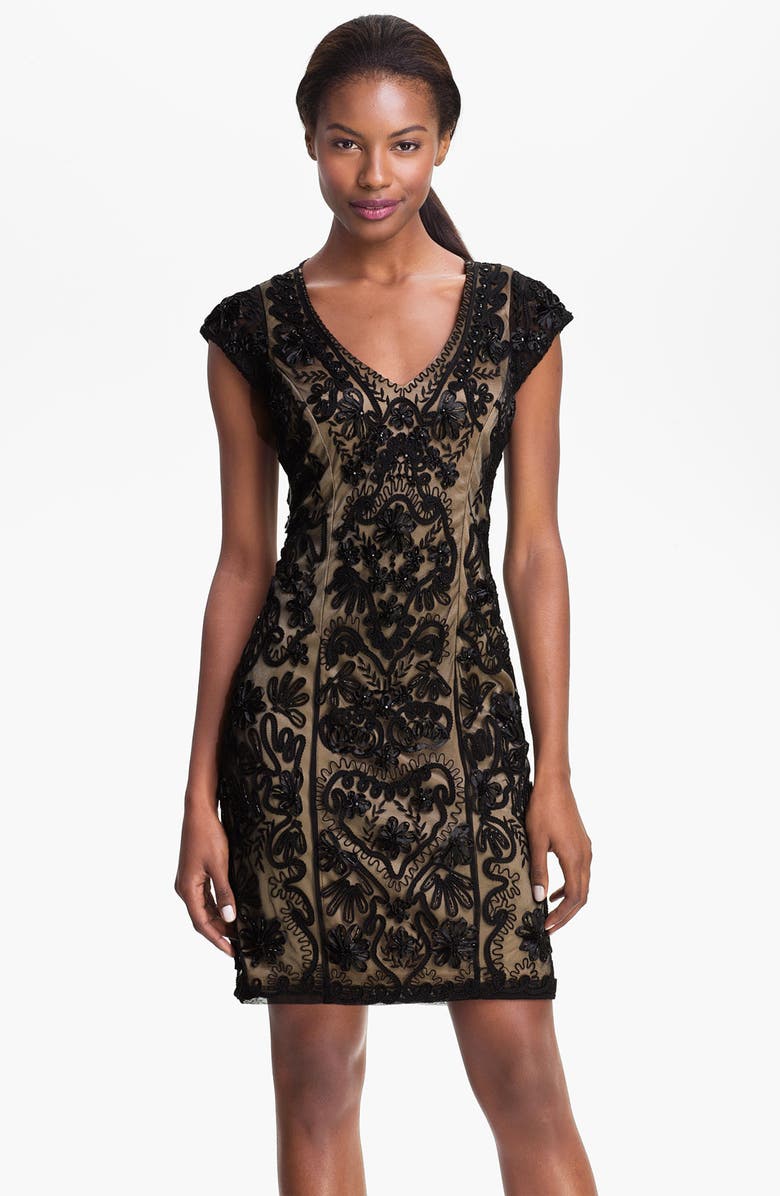 Sue Wong Embellished Illusion Back Sheath Dress, Main, color, 