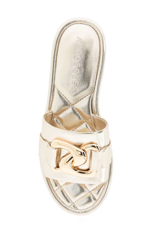Shop Aerosoles Big Charm Link Slide Sandal In Gold Metallic Faux Leather