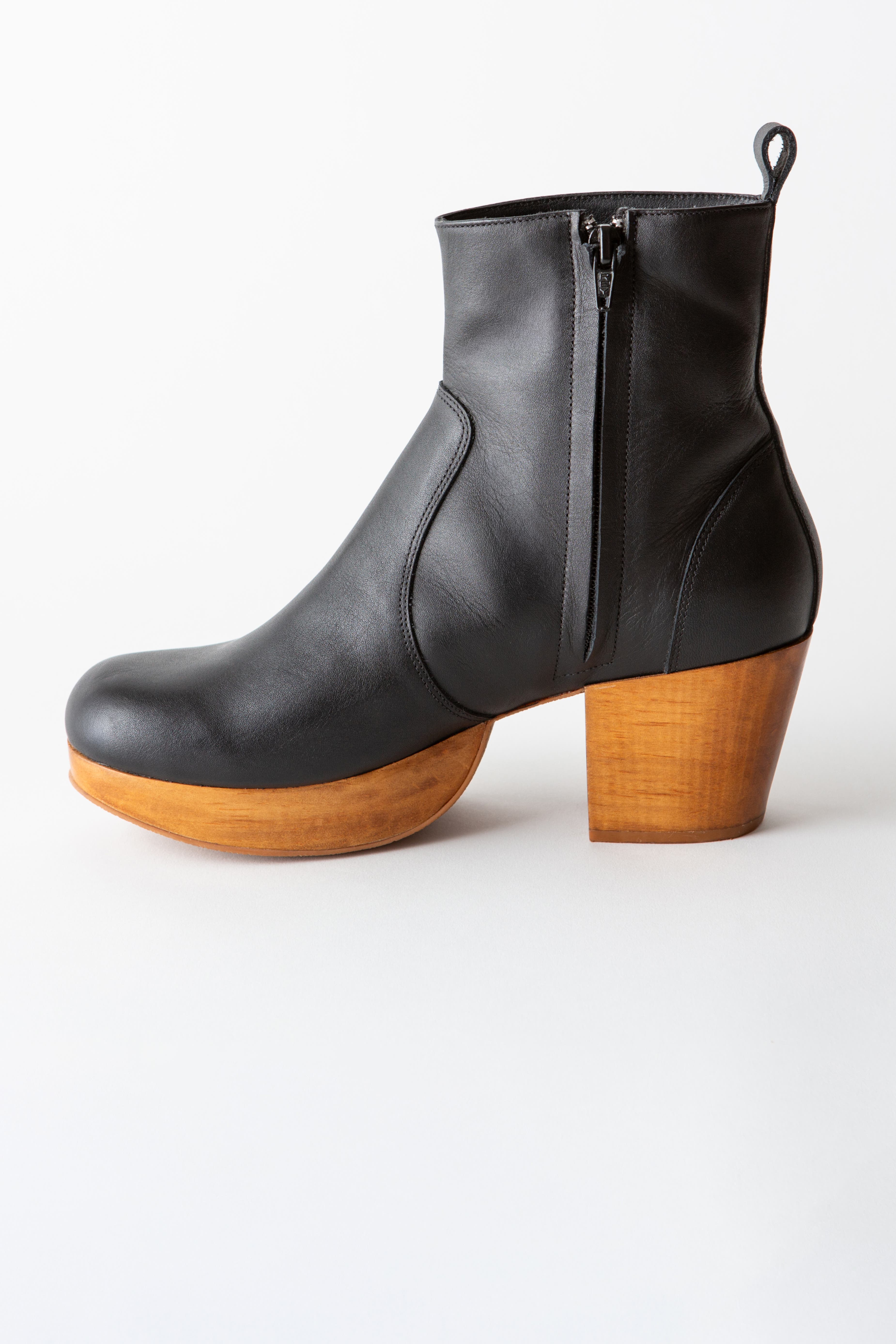 Charli Leather Platform Clog Boot, Alternate, color, Black