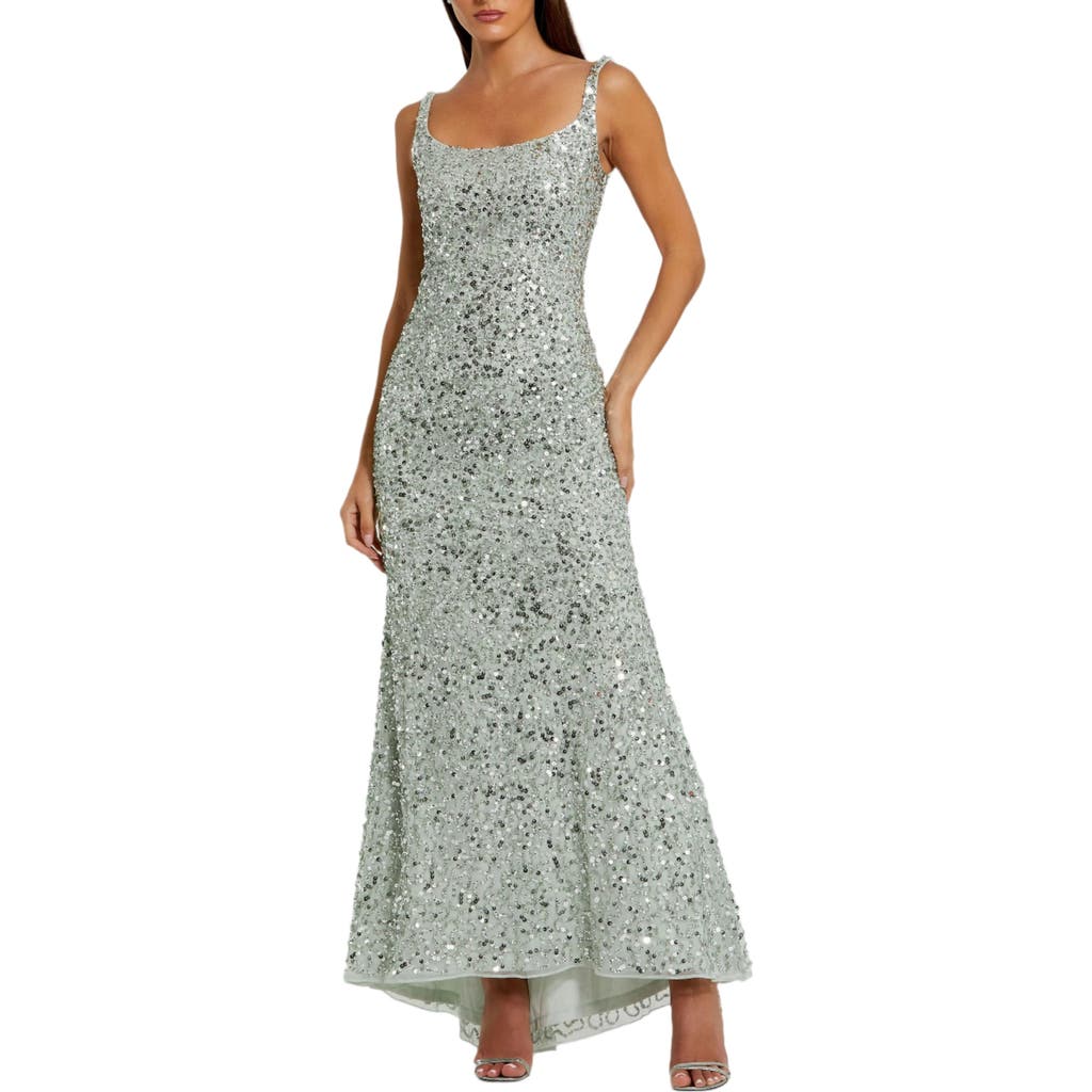 Mac Duggal Sleeveless Sequin Slip Gown In Sage