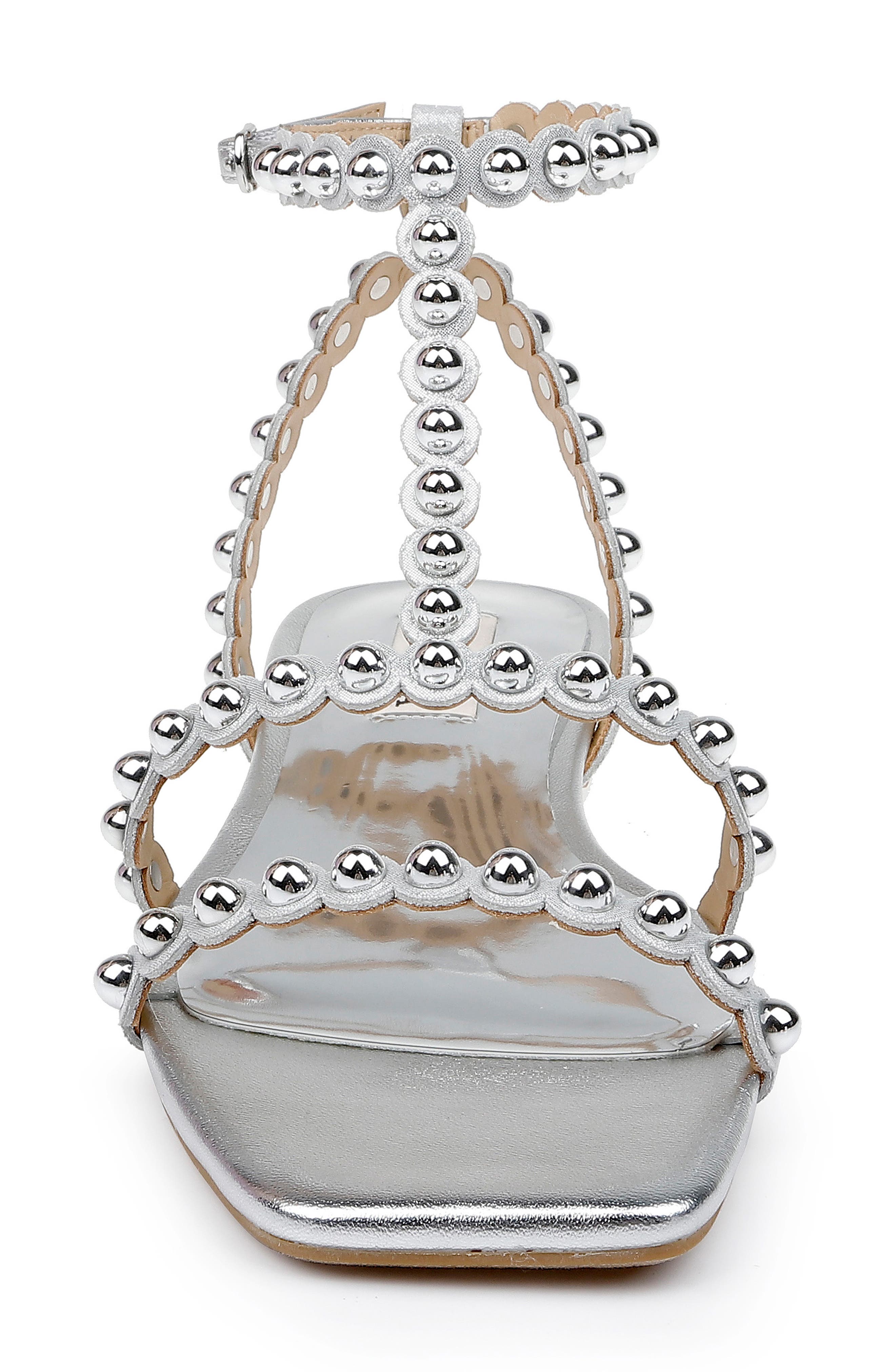 Badgley Mischka Collection Cami Embelished T-Strap Sandal, Alternate, color, Silver