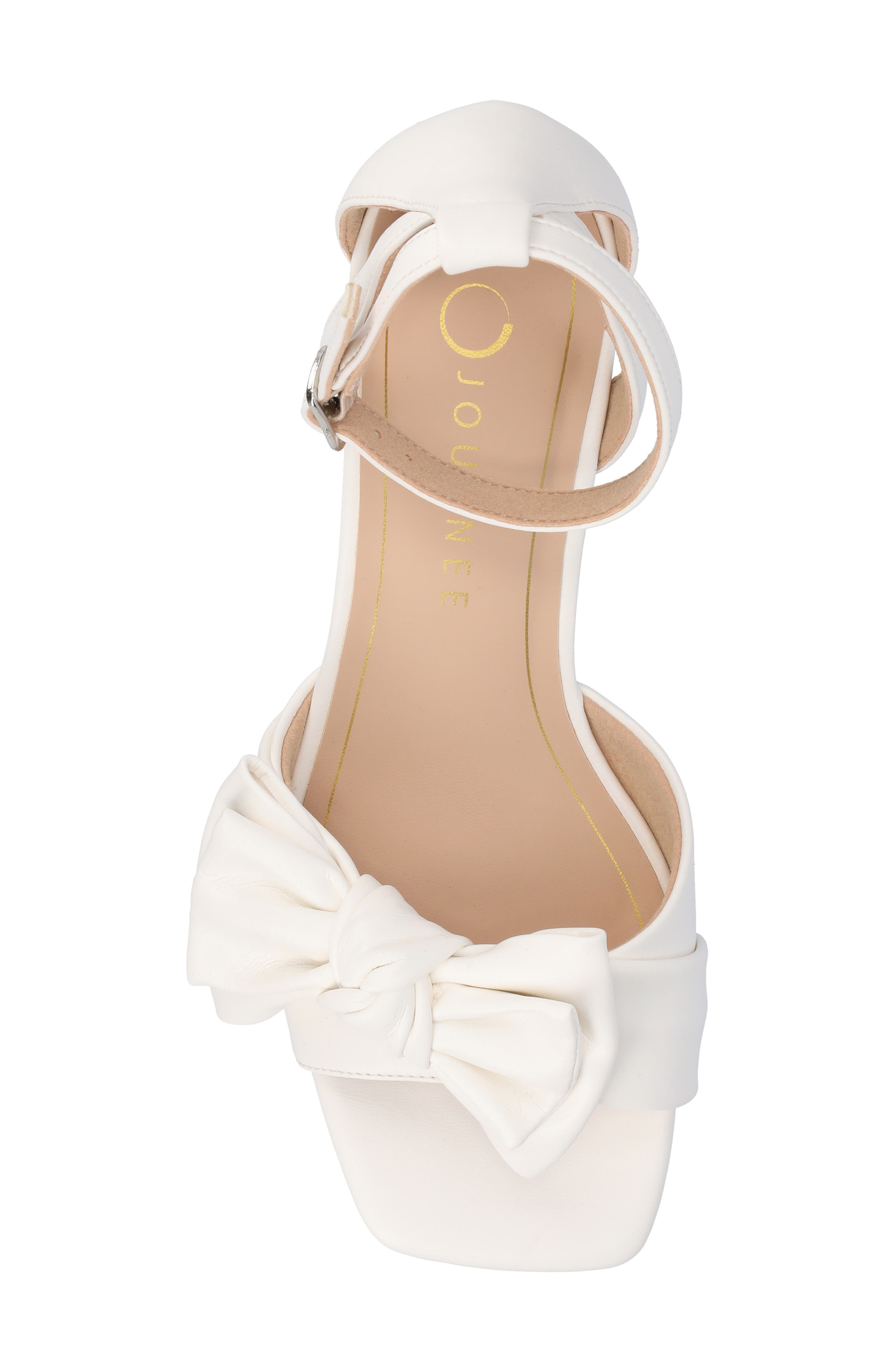 Zevi Bow Block Heel Sandal, Alternate, color, WHITE PU