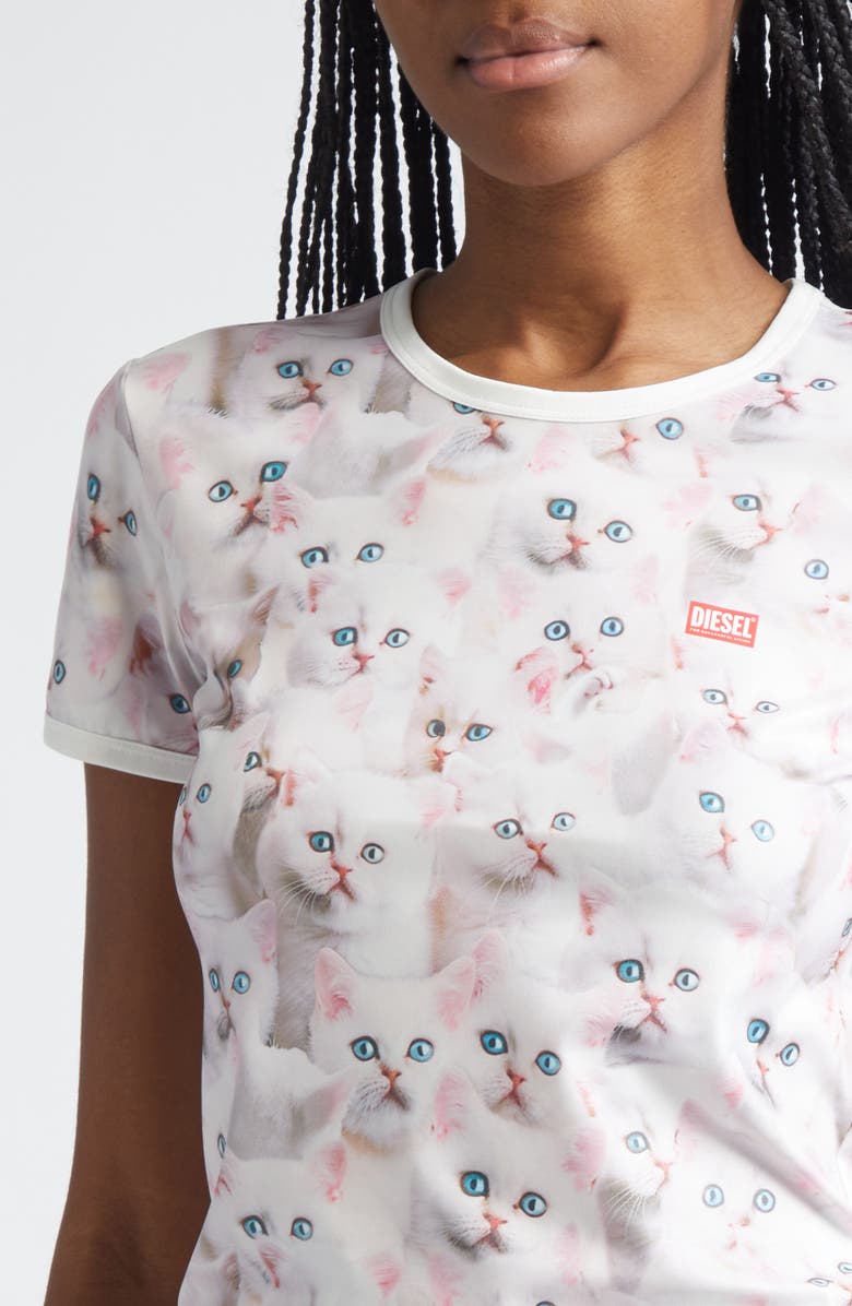 DIESEL<sup>®</sup> T-Unclau Cat Print T-Shirt, Alternate, color, White