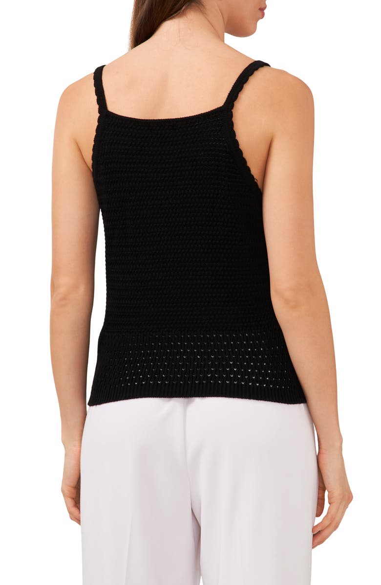 Halogen<sup>®</sup> Textured Scallop Trim Sweater Tank, Alternate, color, Rich Black