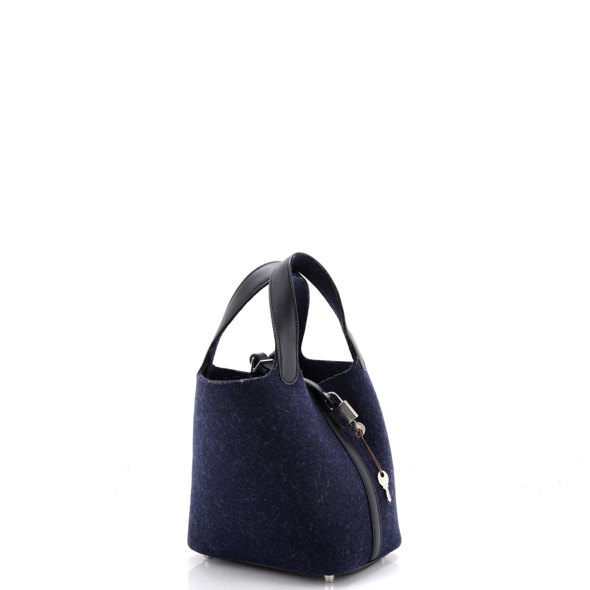 Pre-Owned Hermes Picotin Lock Bag Felt with Leather PM, Alternate, color, Bleu Nuit