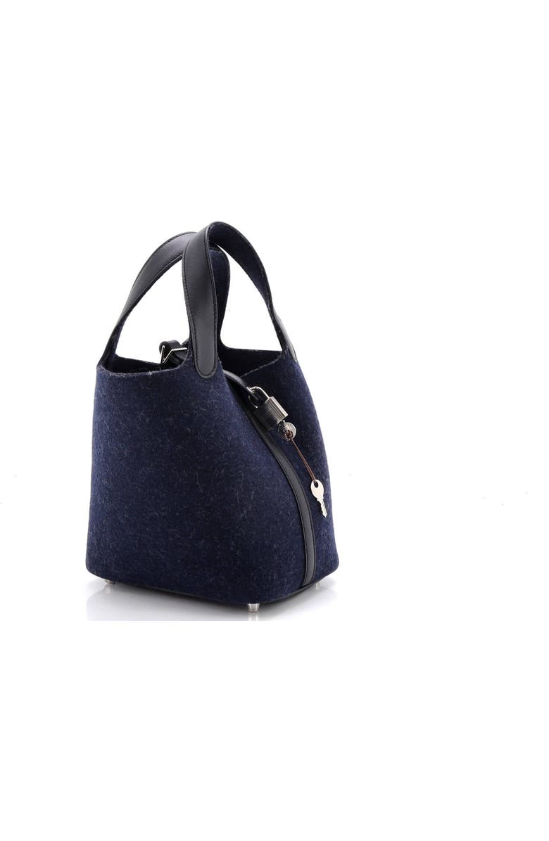 Pre-Owned Hermes Picotin Lock Bag Felt with Leather PM, Alternate, color, Bleu Nuit