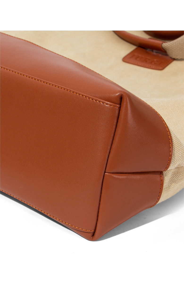 JURGI Everything Tote in Canvas and Leather, Alternate, color, Beige