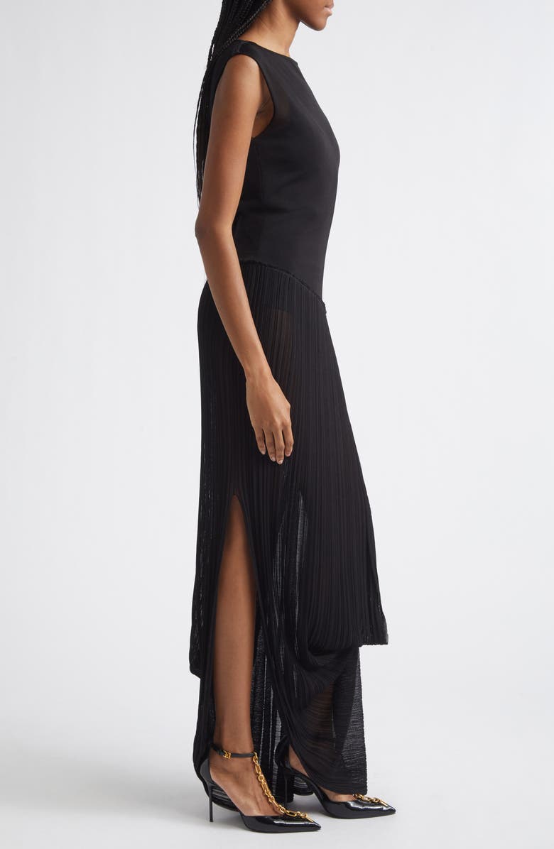 Balmain Fléchage Draped Sheer Dress, Alternate, color, 0Pa Black