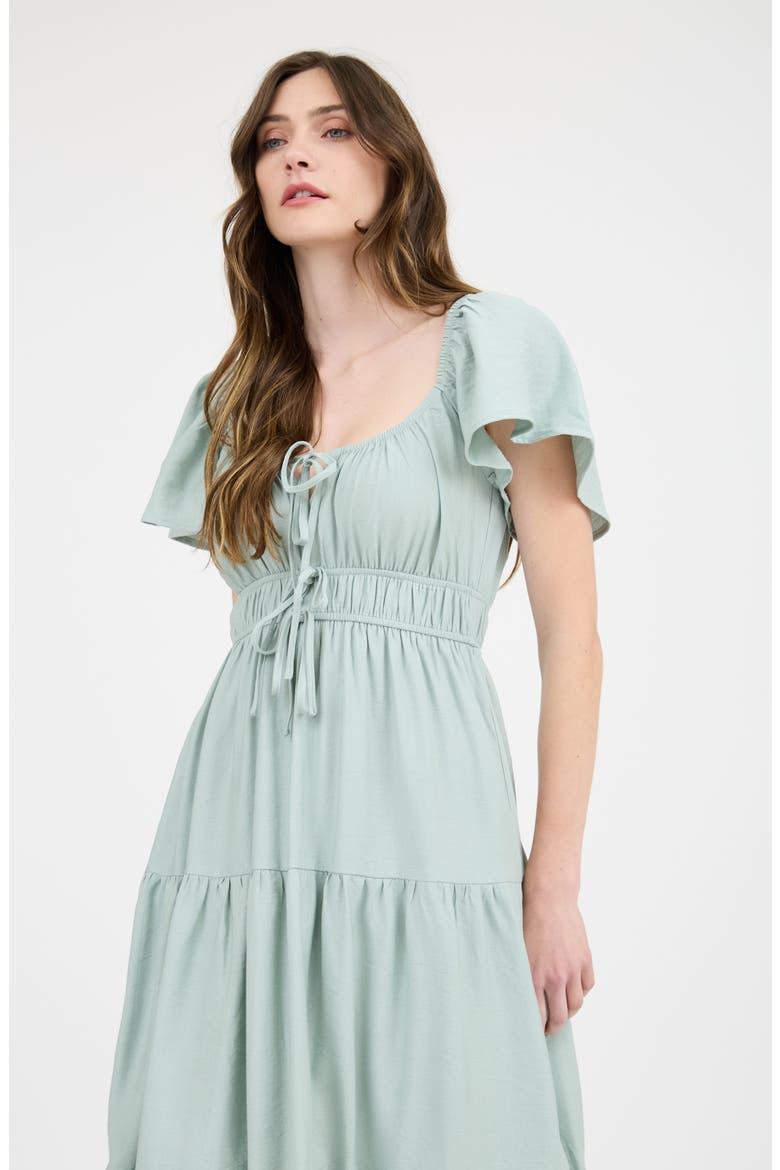 Flutter Sleeve Tiered Maxi Dress, Alternate, color, DUSTY SAGE